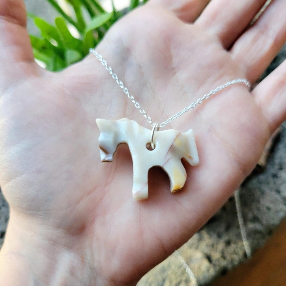 Vintage Silver Stone Horse Necklace - Picture 5 of 6